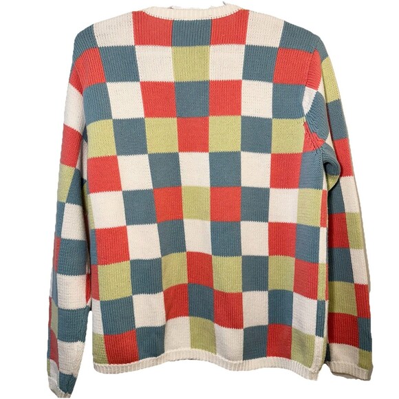 Talbots Colorblock Cotton Cardigan Preppy Cottagecore Sweater Women’s Small - Picture 2 of 7